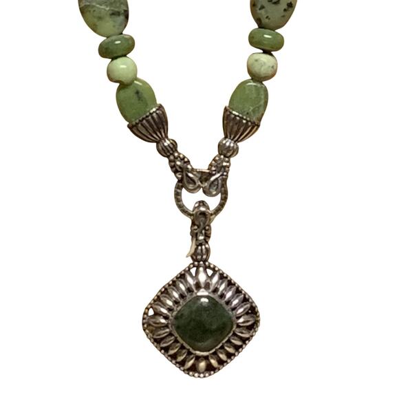 Carolyn Pollack Necklace & Pendant Set Multi Kinds of Green Stones & Shades - Picture 3 of 13